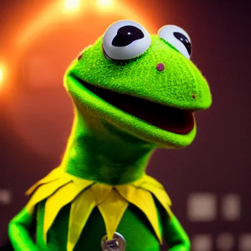 Prompt: a highly detailed portrait of Kermit the frog piloting a spaceship, lots of buttons and displays, Kermit is confused, dramatic lighting, realistic 8k photography