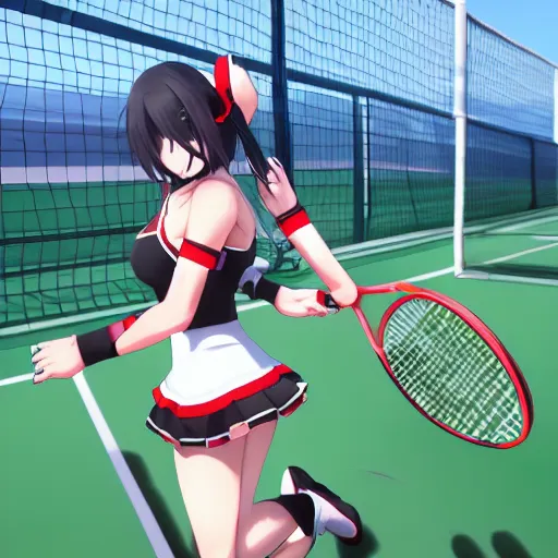 Image similar to taihou_(azur lane) playing tennis, high quality, official arts of azur lane