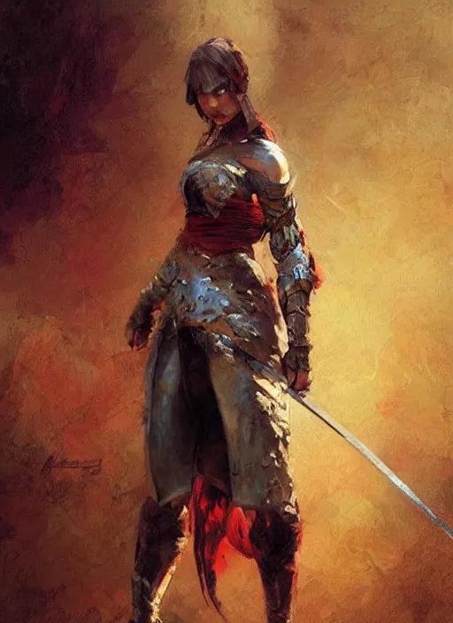 Prompt: hyper realistic painting of medieval beautiful warrior girl, full body, rule of thirds, conceptart, saturated colors, craig mullins jean baptiste monge artstation cgsociety pinterest