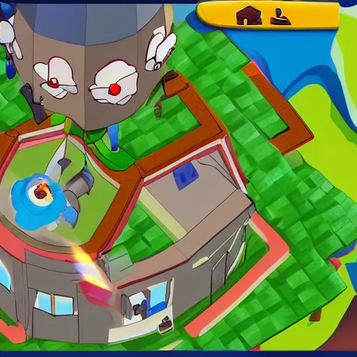 Image similar to bird view of walter white as a tower in bloons td 6