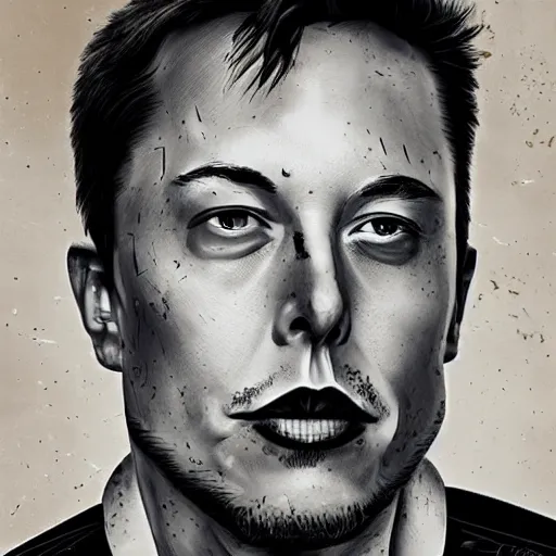 Prompt: portrait of cyborg Elon Musk by Vladislav Ociacia, DeviantArt