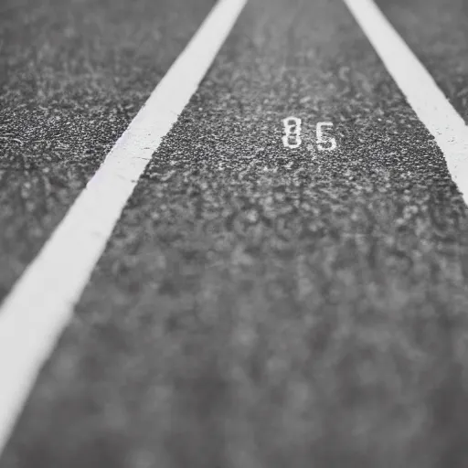 Image similar to close up photo of a small toy porsche 9 1 1 9 6 4 on a road stripe, cinematic, shallow dof, 3 5 mm, 4 k, macro