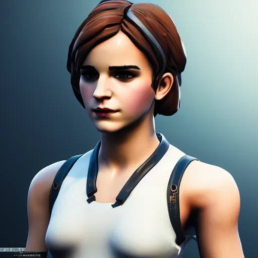 Image similar to textured film grain subsurface scattering fashion model face emma watson as a fortnite character cgsociety octane render unreal engine redshift render trending on artstation trending on artstation render blender behance cg superhero