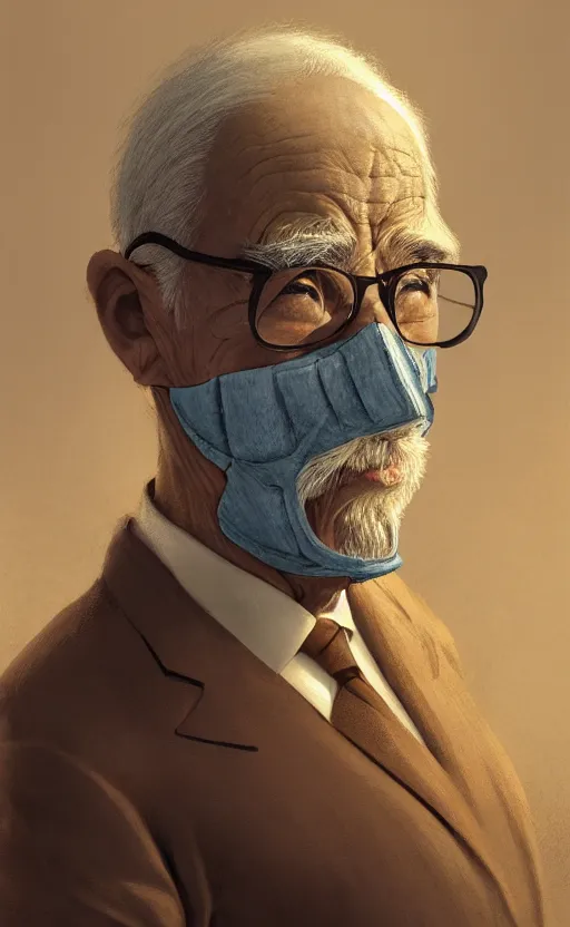 Image similar to old man doing hard work with their mask, do what we can, by paul lung, then leave it to god by samuel silva, non fiction, baroque, confidently, consistency, stability, elegantly, highly detailed, 8 k uhd, justify content center, artstation, concept art, matte, sharp focus, illustration, art by artgerm