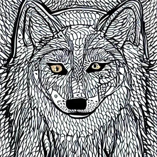 Image similar to lineart of a silly grey wolf wearing a yellow raincoat from the series dark ( netflix series ), devianart trending, positive, amateur