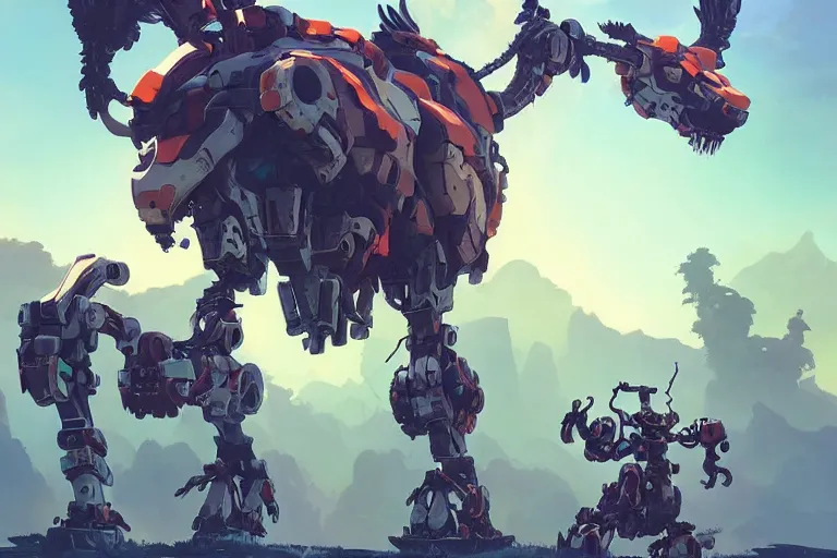 Image similar to grazer machine mecha animal beast robot of horizon forbidden west horizon zero dawn bioluminiscence, behance hd by jesper ejsing, by rhads, makoto shinkai and lois van baarle, ilya kuvshinov, rossdraws global illumination