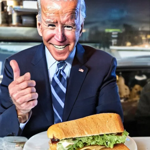 Prompt: Joe Biden eating a Sandwhich, canon