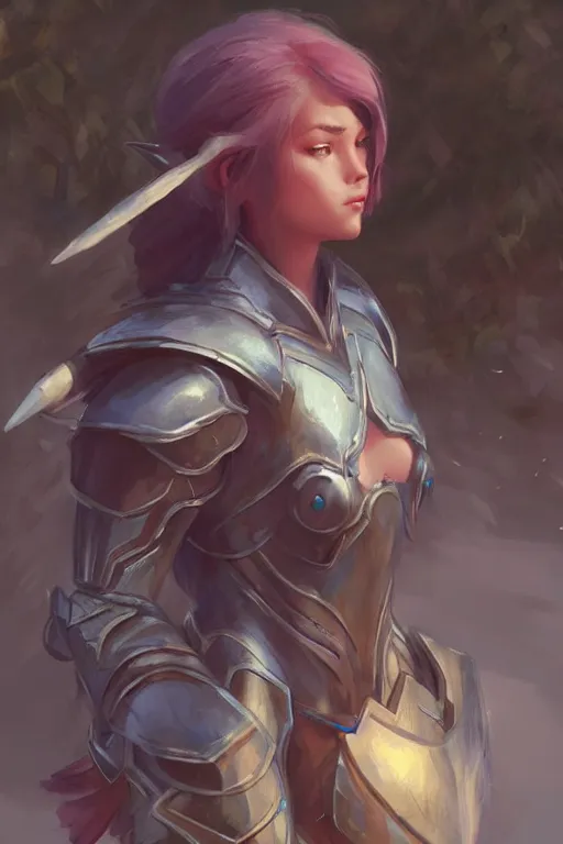 Image similar to rpg character art of an elf woman, realistic heavy knight armor, half body shot, gorgeous face, by jeremy lipking, by studio ghibli, by disney, video game fanart, digital art