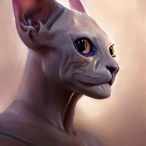 Image similar to a cyborg!!!! sphynx cat concept art by daniel gerhartz