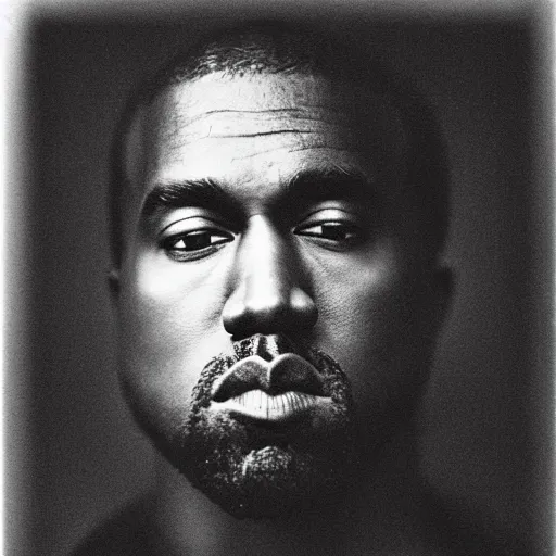 Prompt: a photograph of Kanye West by Julia Margaret Cameron, portrait, 40mm lens, shallow depth of field, close up, split lighting, cinematic