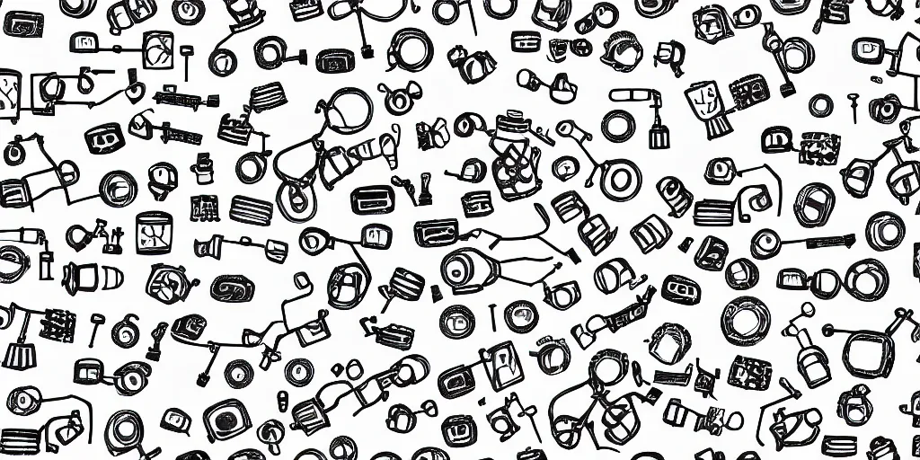 Image similar to seamless pattern showing microscopes. black and white, drawing, white background, seamless, ornament.