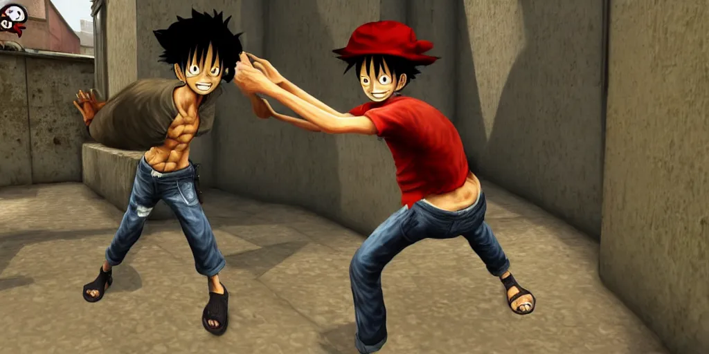 Prompt: Screenshot of Luffy appearing in a CS:GO match