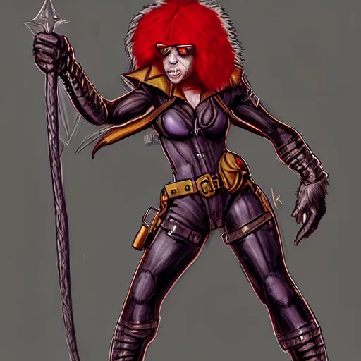 Prompt: male furry anthro fursona black widow. The mood is weird and menacing. dungeons and dragons portrait. highly detailed, digital painting, artstation, concept art, sharp focus, illustration, art by Josh kirby and John romita jr and moebius