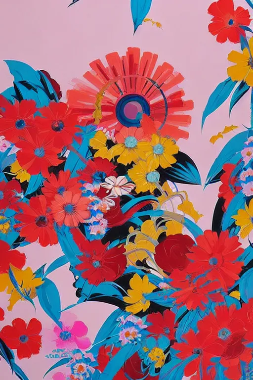 Image similar to Floral wallpaper by Nielly and tristan eaton, studio ghibli and greg rutkowski