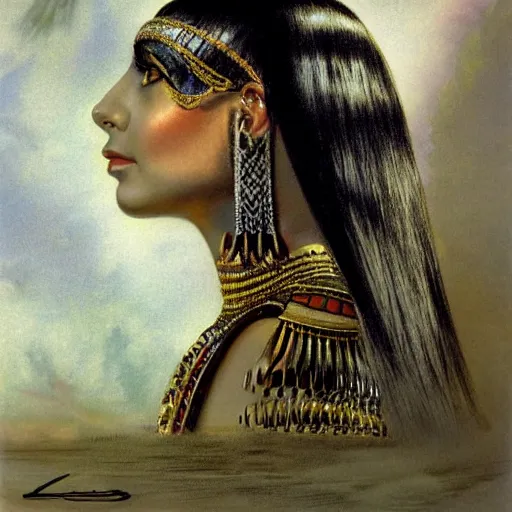 Image similar to portrait of cleopatra, by noriyoshi ohrai