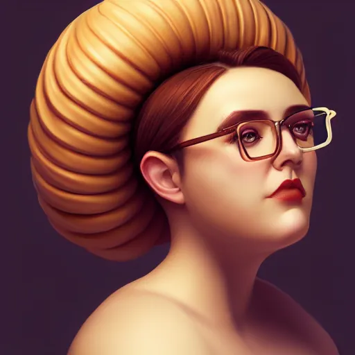 Prompt: portrait of a stocky beautiful woman with a bundt bundt pan face, greek, glasses, wide shot, digital art, detailed , 8k, trending on artstation