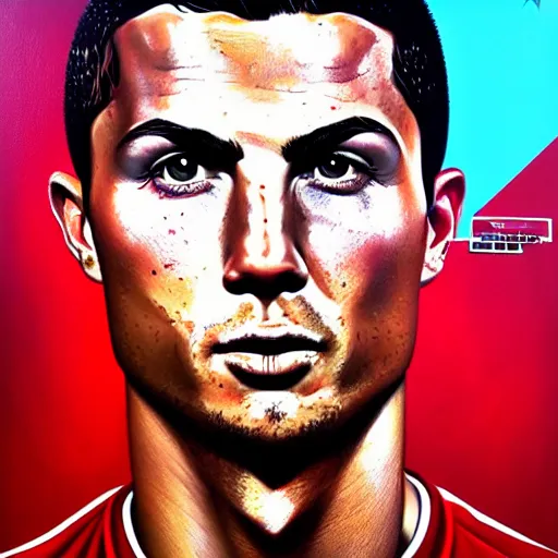 Image similar to ultra realistic portrait painting of Cristiano Ronaldo , painted by Tristan Eaton Stanley Artgerm and Tom Bagshaw