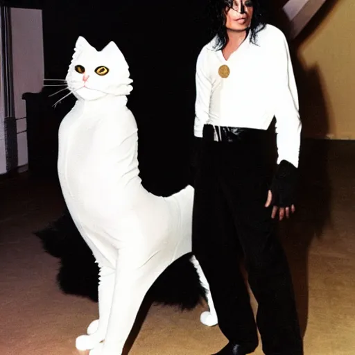 Prompt: michael jackson in a cat suit