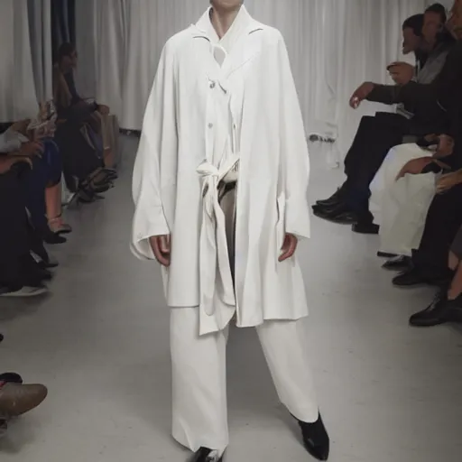 Prompt: gena bukin as maison margiela model