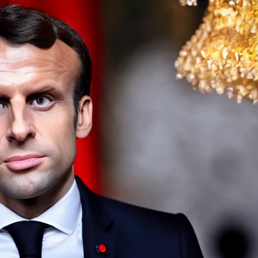 Image similar to Emmanuel macron with a mouth full of mashed potatoes