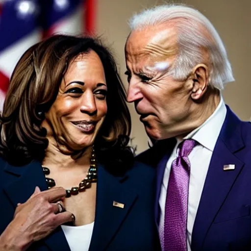 Prompt: Kamala Harris and Joe Biden kissing each other, 8k, highly detailed,
