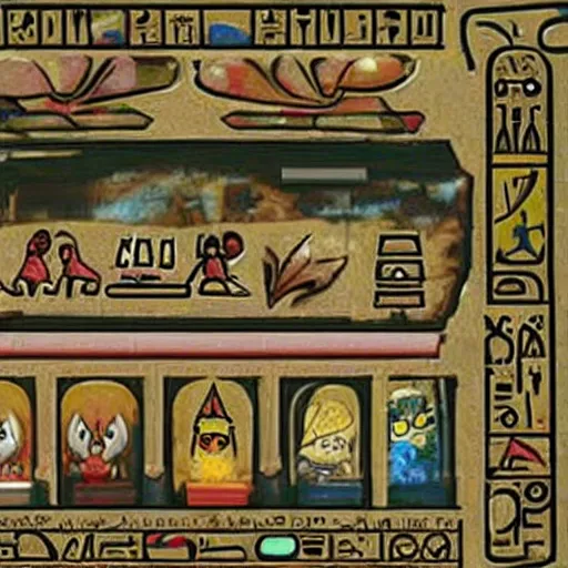 Image similar to pokemon graffiti on cursed ancient egyptian tomb, ps 1 graphics