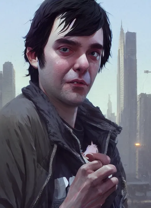 Image similar to Highly detailed full-body portrait of homeless Martin Shkreli, in GTA V, Stephen Bliss, unreal engine, fantasy art by Greg Rutkowski, Loish, Rhads, Makoto Shinkai and Lois van baarle, ilya kuvshinov, rossdraws, Tom Bagshaw, global illumination, radiant light, detailed and intricate environment