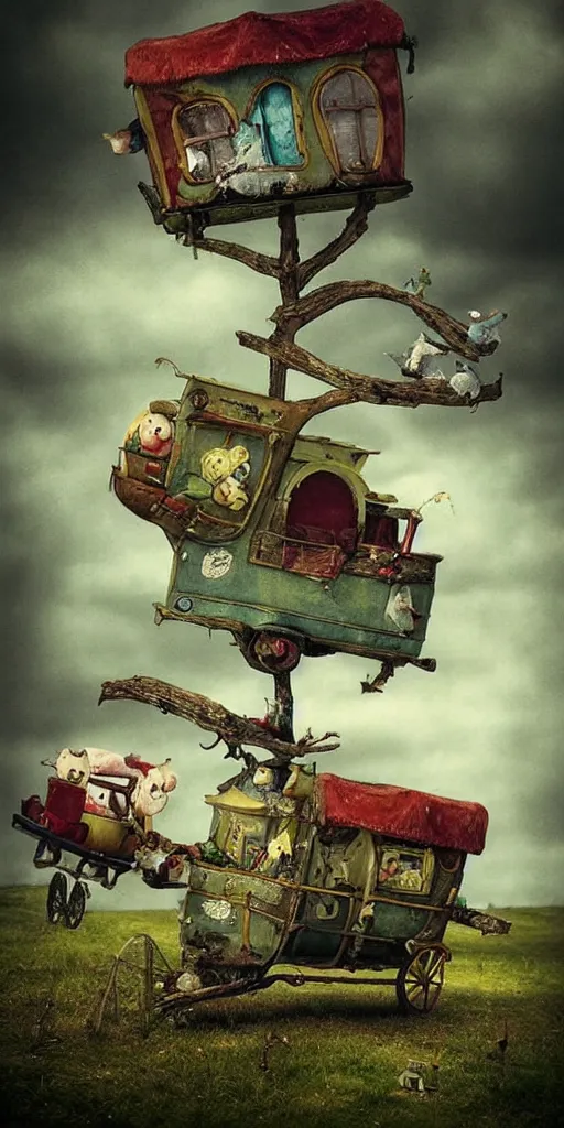 Image similar to a flying caravan by alexander jansson