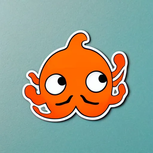 Image similar to sticker of a cute orange squid with a moustache