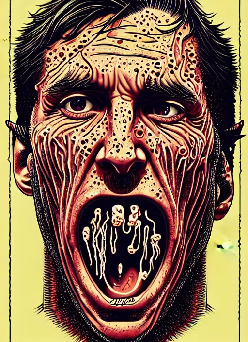 Prompt: messi's disgusting true form bursting from within, gross, slimy, sleazy, pustules, high details, intricate details, by dan mumford