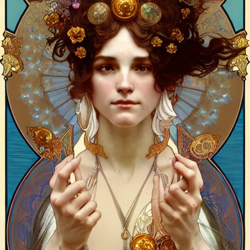 Image similar to carol burnette as the goddess of bliss, fantasy, d & d, intricate, detailed, by by alphonse mucha, adolfo hohenstein, alice russell glenny, stanley artgerm lau, greg rutkowski, detailed, trending on artstation, trending on artstation, smooth