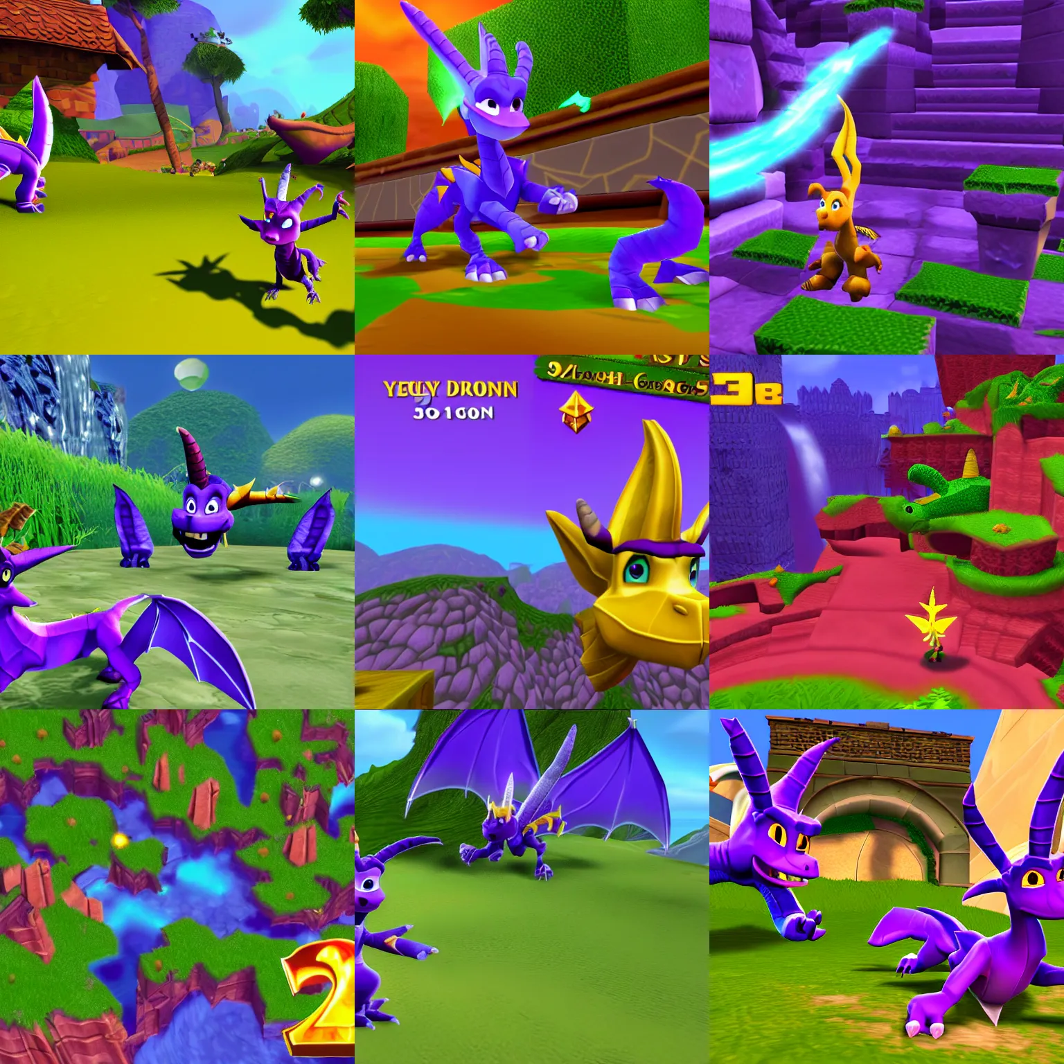 Prompt: screenshot of spyro : year of the dragon. 3 d ps 1 screenshot. playstation 1, cg, gameplay, crisp polygons