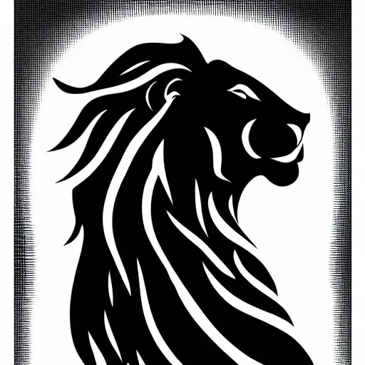 Image similar to lion profile, black silhouette art on white background