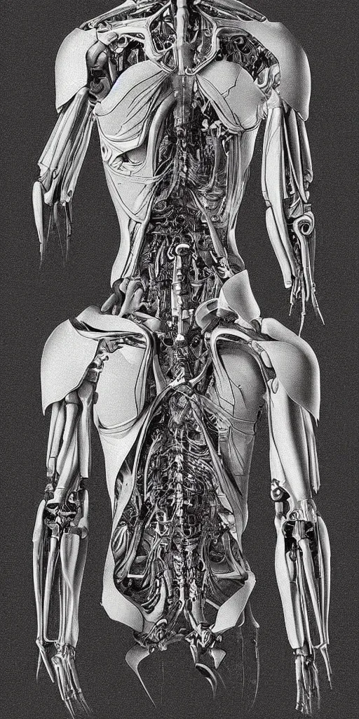 Image similar to futuristic cyborg anatomy drawing by da vinci