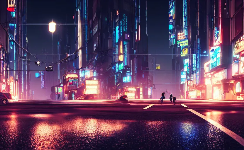 Image similar to photorealistic Cyberpunk city street with flying cars on the roads dark, wet, night light fixtures. 8K. detailed. photorealism. artstation. 25mm f/1.7 ASPH Lens. ultra realistic