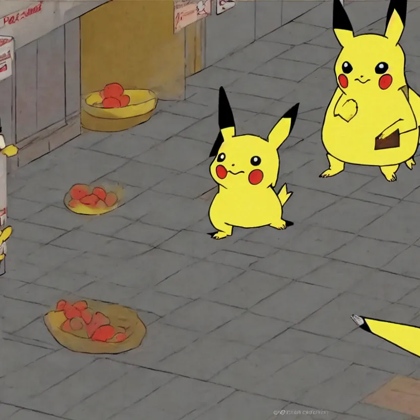 Image similar to cctv footage of pikachu eating my gnocchis