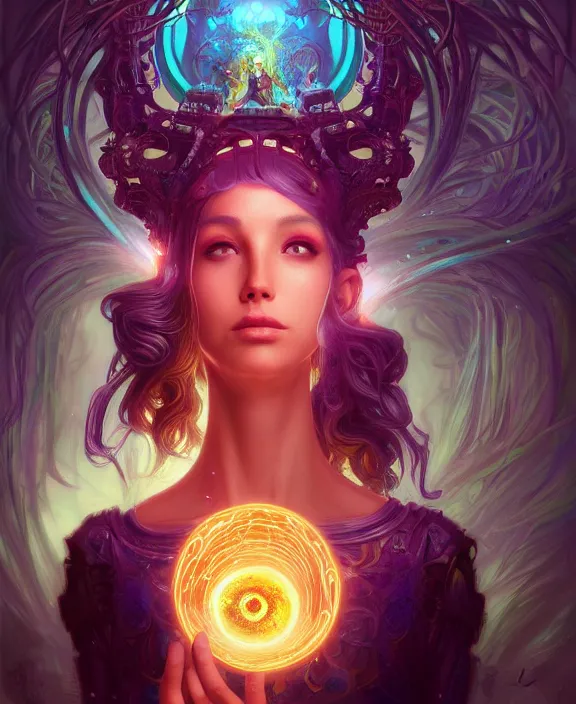 Image similar to whirlwind souls inside metaverse, half body, glowin eyes, tiara, pharaoh, forest, mushrooms, antiques, cyberpunk face, by loish, d & d, fantasy, intricate, elegant, highly detailed, colorful, vivid color, digital painting, artstation, concept art, art by artgerm and greg rutkowski and alphonse mucha and ruan jia