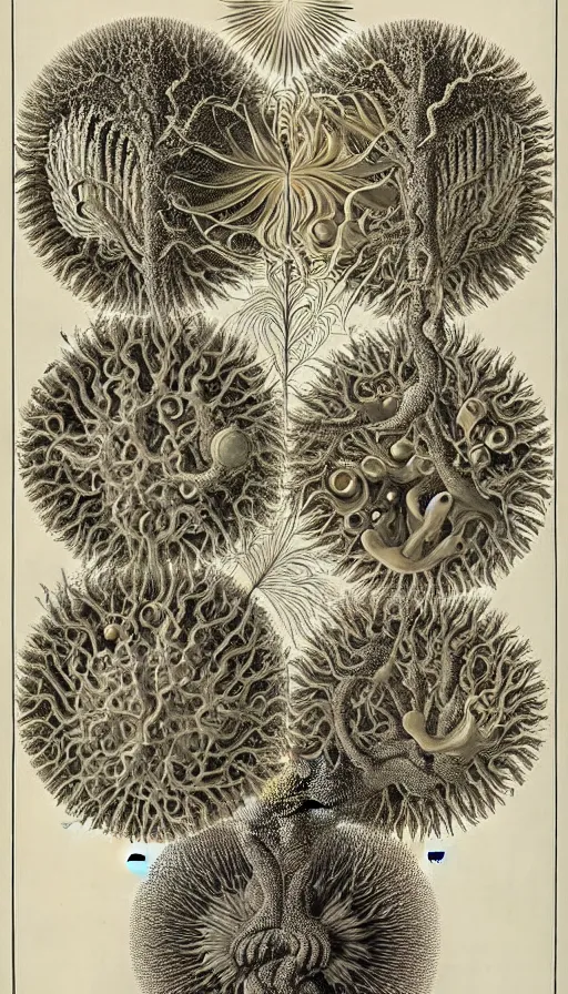 Image similar to the two complementary forces that make up all aspects and phenomena of life, by Ernst Haeckel