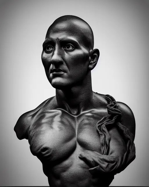Image similar to surreal mythical dreamy black and white fine art photo of a monumental sculpture bust of elmo, rim light, cinematic, studio dramatic light, poetic, octane render, 8 k, photo - realistic