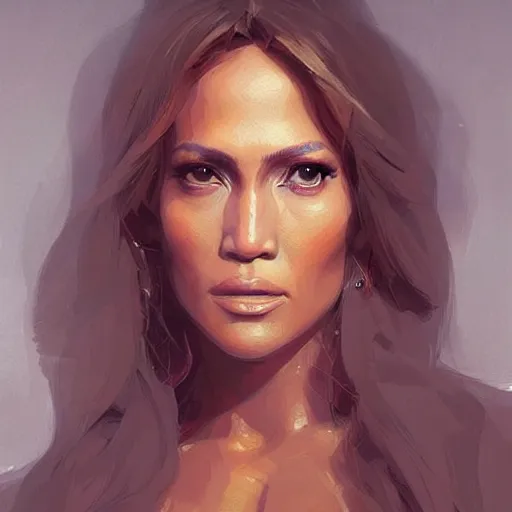 Image similar to “ portrait of jennifer lopez by greg rutkowski, young, attractive, highly detailed portrait, scifi, digital painting, artstation, concept art, smooth, sharp foccus ilustration, artstation hq ”