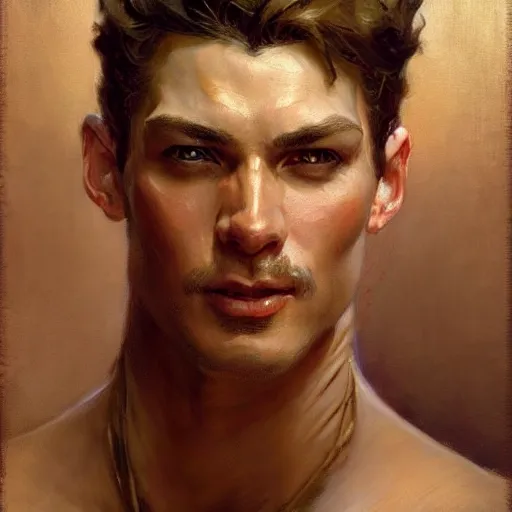 Prompt: attractive male, character design. highly detailed painting by gaston bussiere, craig mullins, j. c. leyendecker 8 k