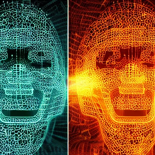 Image similar to consciousness emerging in a large language model artificial intelligence. additive manufacturing