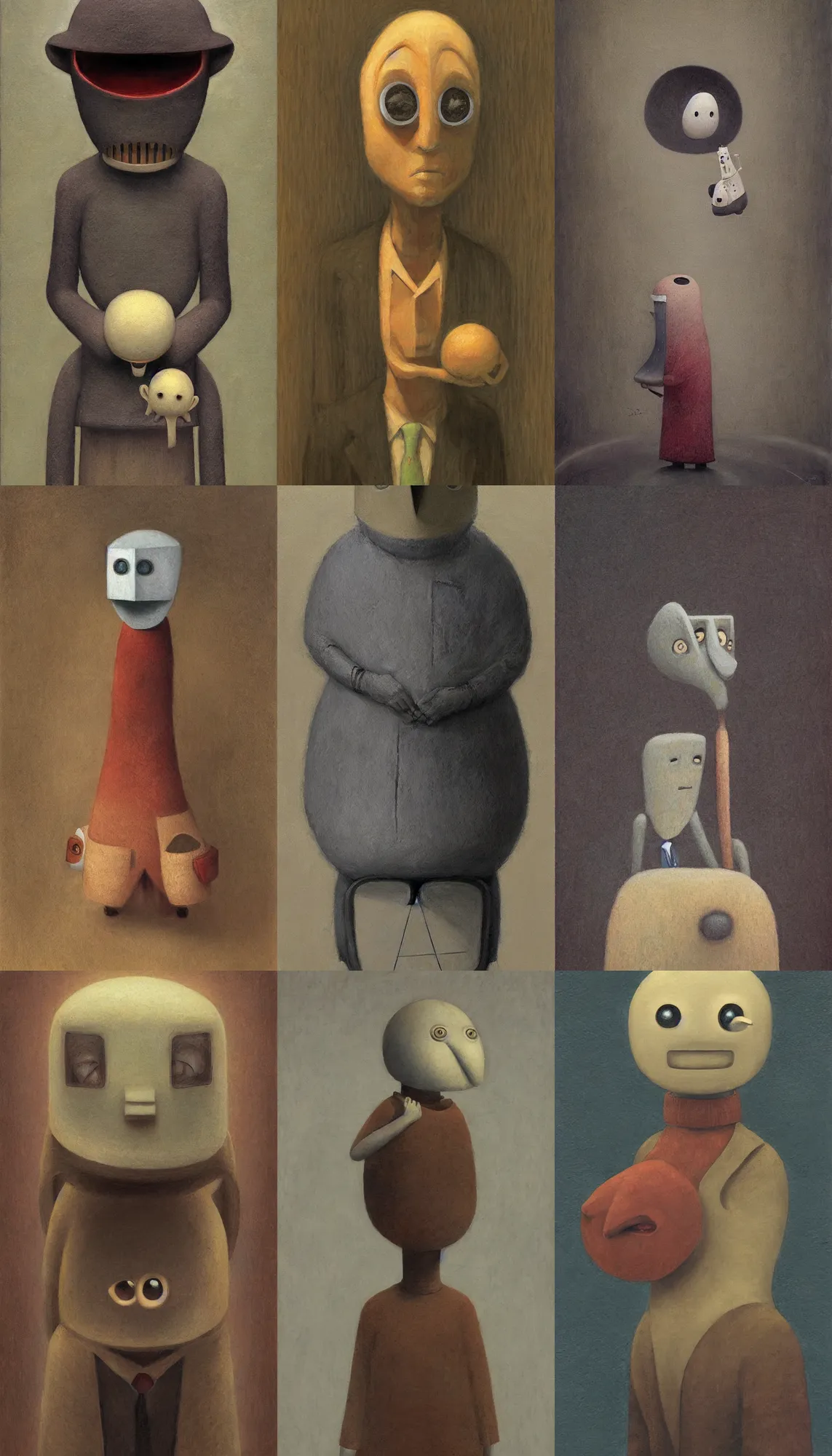 Prompt: a portrait of a character by shaun tan