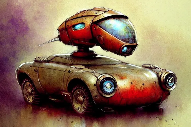 Image similar to adventurer ( ( ( ( ( 1 9 5 0 s retro future robot mouse amphibious vehical home. muted colors. ) ) ) ) ) by jean baptiste monge!!!!!!!!!!!!!!!!!!!!!!!!! chrome red