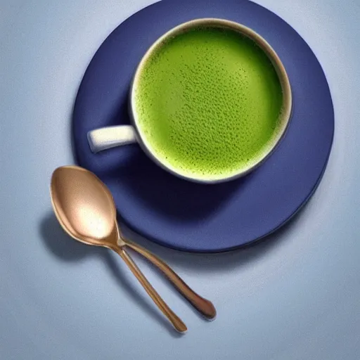 Image similar to A photorealistic photograph of Cup of Matcha Green tea, 2022