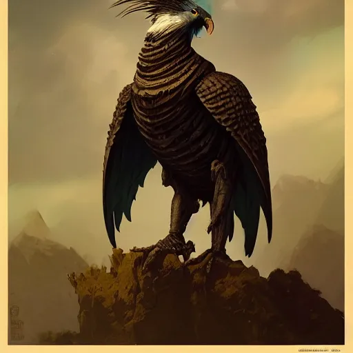 Image similar to quarter length vogue photo portrait of a male aarakocra anthropomorphic eagle, d & d, fantasy, greg rutkowski, frank frazetta, alexandre chaudret, boris vallejo, michael whelan, miro petrov, hr giger, magali villeneuve, donato giancola