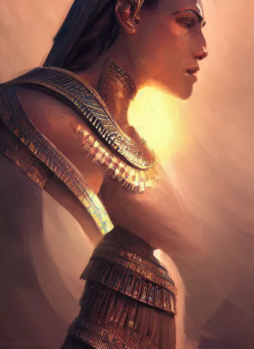 Image similar to egyptian god, powerfull, intricate, elegant, volumetric lighting, digital painting, highly detailed, artstation, sharp focus, illustration, ruan jia, rutkowski