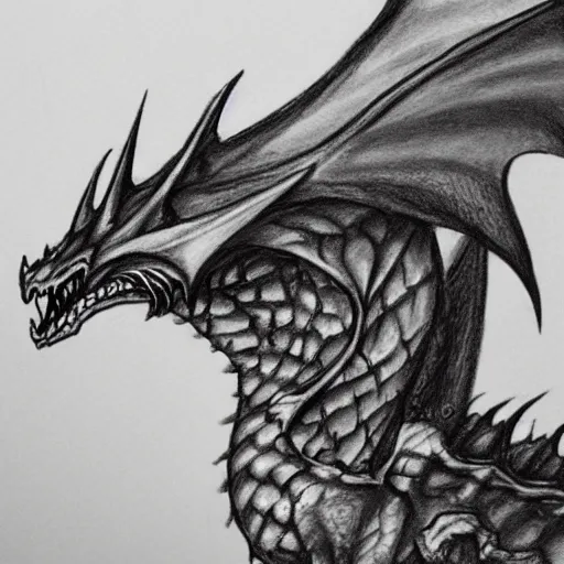 Image similar to Pencil painting of a slain dragon