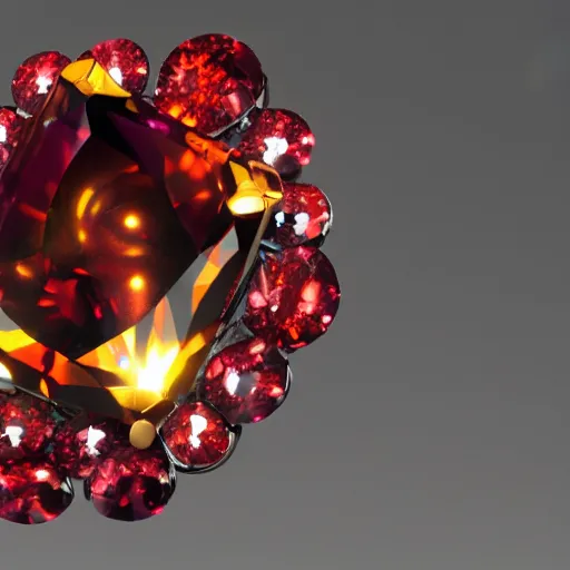 Prompt: a bright garnet. artstation. high detail. photo. there is a face visible in the garnet