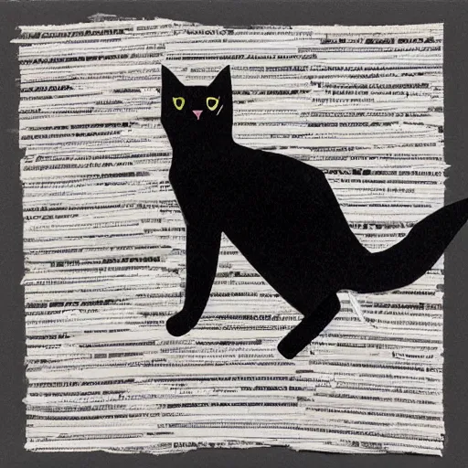 Prompt: a black cat made of paper